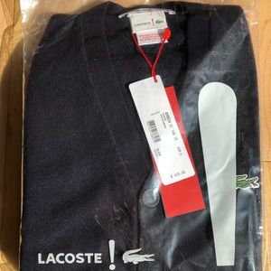 Lacoste 100% cashmere v-neck button down sweater